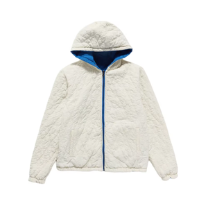 Veste matelassée à capuche bleue pour homme, coupe classique, vêtements d'hiver décontractés, coupe-vent, fermeture éclair sur le devant, patchwork, manches longues, 100% coton - Product Image 4