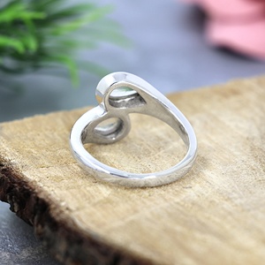Natural Rainbow Moonstone Pear Shape Two Stone Hug <b>Ring</b> 925 Sterling Silver Handmade Fine Jewelry for Women Wholesale Manufactur - Product Image 4