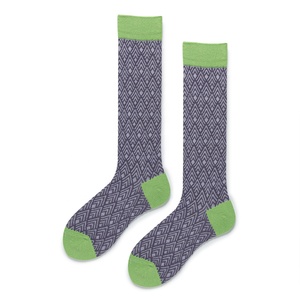 Chaussettes hautes décontractées pour femmes, en mélange de coton, nylon et élasthanne, respirantes, motif géométrique, vente en gros OEM ODM - Product Image 3