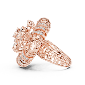 Anillo de cóctel llamativo con diamante cultivado en laboratorio, anillo de banda ancha de diseñador con diamantes pavé, joyería de lujo con diamantes de múltiples capas - Product Image 4