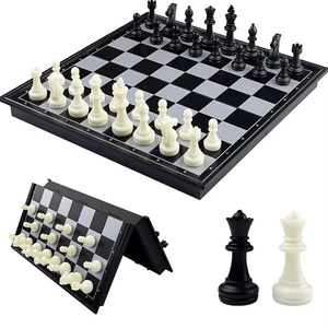 Jeu d'échecs et de dames magnétique de voyage de haute qualité, 29 cm, en bois, pour 2 joueurs - Product Image 1