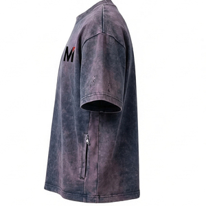 T-shirt à ourlet fendu style streetwear, coupe oversize, impression de logo personnalisée, 100% coton, décontracté, mode masculine - Product Image 5