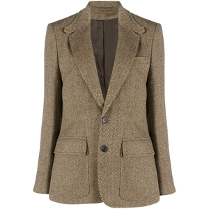 European American Women Blazer <b>Herringbone</b> Twill Elegant Office Daily Outerwear Custom OEM ODM Wholesale Fashion Blazer <b>Jacket</b> - Product Image 1