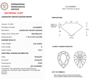 Diamante CVD cultivado en laboratorio, corte pera 2.00, color D, VVS2, de alta demanda, para joyería femenina y venta al por mayor, directamente del proveedor de fábrica. - Product Image 2