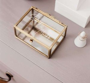 Gold-Colored Glass Jewelry Box With Metal Frame And Clear Lid 10-20 L Capacity - Product Image 5