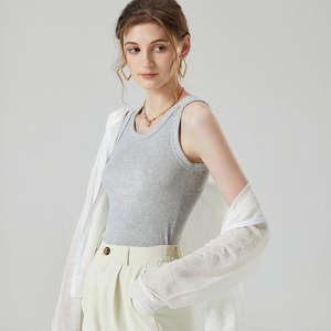 Camiseta sin mangas de algodón acanalado para mujer, novedad de verano 2026 – Camisola básica casual sin mangas de ajuste ceñido para venta al por mayor - Product Image 2