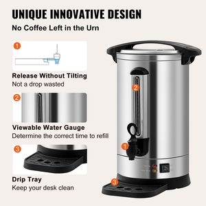 Distributore di Caffè Elettrico Commerciale in Acciaio Inox da 1500W 110V, 65 Tazze, Macchina per Tè Grande con Preparazione Rapida - Product Image 5