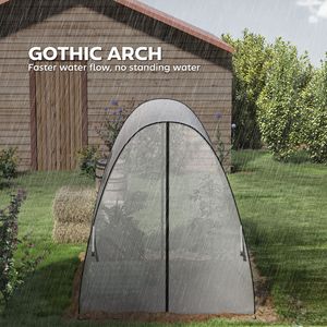 Invernadero tipo túnel blanco de 6 x 6 x 6.6 pies con cubierta de PE con dobladillo y bolsas de arena, 2 puertas y ventanas con mosquitera para jardines - Product Image 2