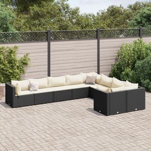 Conjunto de Sofás para Patio en Negro y Blanco Crema para Decoración de Jardín - Product Image 1
