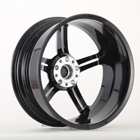 Vente Flash - En Stock - Jantes en Aluminium Forgé 21 Pouces 5x130 Noir avec Bordure Argentée Cinq Branches pour Porsche Taycan