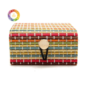 Boîte de rangement rustique écologique en bambou tissé à la main pour l'emballage du thé, les souvenirs, les bijoux, les accessoires et la décoration naturelle de la maison - Product Image 1