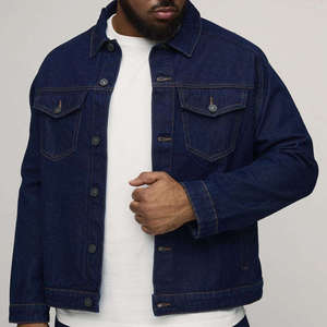 Veste en jean bleu foncé pour homme, coupe classique décontractée, en coton, style camionneur, haute qualité, vente en gros, streetwear personnalisé - Product Image 3
