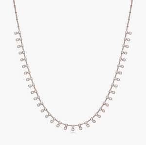 Diamond Station Dangle Tennis Necklaces Lobster clasp Bezel Set Tear Drop Layering <b>Choker</b> Wholesale Custom 14k 18k Solid Gold - Product Image 5