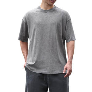 T-shirts oversize pour hommes, style urbain tendance, manches courtes, épaules tombantes, coupe ample, streetwear, t-shirts personnalisés pour hommes - Product Image 3