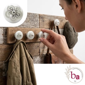 White Porcelain Cabinet <b>Knob</b> <b>Silver</b> Filigree Flower Design Industrial Kitchen <b>Drawer</b> Handle Eco-Friendly Adjustable Easy - Product Image 4