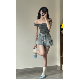 T-shirts pour femmes à prix avantageux, grande taille, style coréen, ODM OEM, crop top moulant en coton extensible, qualité supérieure - Product Image 2