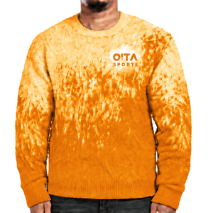 Golden Yellow and White Gradient <b>Men</b> <b>Sweater</b> Crew <b>Neck</b> Long Sleeve Knitted Pullover Custom Casual Streetwear Winter Fashion - Product Image 1