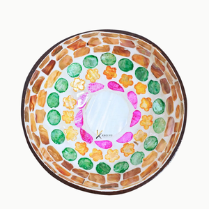 Juego de tazones de coco hechos a mano con diseño de flor de nácar, ecológicos, ligeros, seguros para servir alimentos y decorar el hogar. - Product Image 6