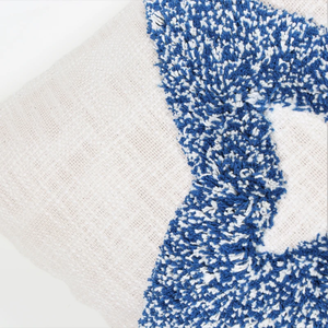 Hand Tufted Texture Boho Blue and Ivory Tassel Cushion Cover Handmade Decorative <b>Pillow</b> <b>Case</b> for Sofa Bedroom Living Room Home D - Product Image 4