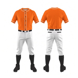 Maillot de baseball unisexe à manches courtes orange et blanc en polyester, coupe classique, toutes saisons, anti-humidité, imprimé - Product Image 1