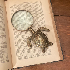 Loupe en métal vieilli en forme de tortue marine, décoration côtière, loupe décorative nautique faite à la main, décoration maritime vintage - Product Image 3