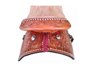 Silla de montar profesional para carreras de barriles occidentales – Cuero de búfalo premium con estructura de fibra de vidrio, varios tamaños - Product Image 6