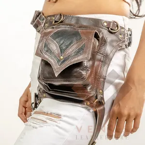 Leather hip bag - fanny pack handmade leather utility belt festival belt bag - boho style waist bag