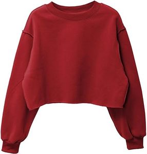 Sweat-shirt oversize en molleton de coton pour femme, décontracté, à manches longues, col rond, pull doux, haut tendance pour l'hiver, chemises à col rond pour femme - Product Image 1