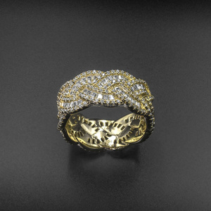 Bague de cocktail de luxe pour femme en argent sterling 925 avec diamant moissanite taille baguette et sertissage pavé géométrique, bijou de fiançailles - Product Image 4