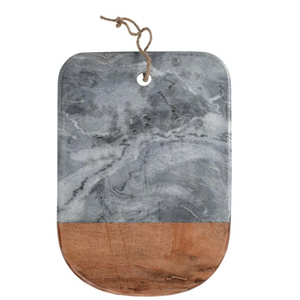 Luxury Marble And Acacia Wood Chopping Board Two-Tone Rectangular Serving Platter For Cheese And Charcuterie Eco-Friendly - Product Image 3