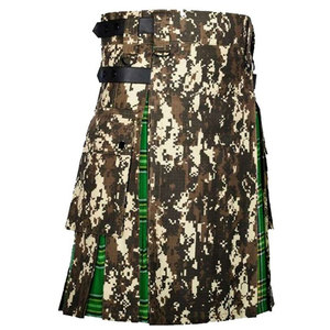 Kilt hybride de haute qualité pour homme en coton à motif camouflage numérique et tartan irlandais - Product Image 5