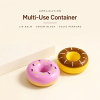 Contenant de baume à lèvres en forme de donut avec logo personnalisé, pot vide de 5g pour crème blush, emballage cosmétique dessert, vente en gros, marque privée