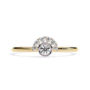 Anillos minimalistas de oro sólido de 14k con diamantes de talla redonda engastados en bisel para mujer, para regalo, compromiso, aniversario, boda - Product Image 1