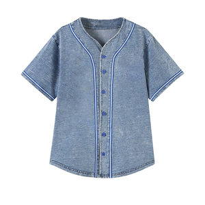 New Arrival SGRho Denim <b>Baseball</b> Jersey Women Grey Button Down Shirt Premium Greek Sorority Apparel Unisex Casual Fit <b>Baseball</b> - Product Image 4