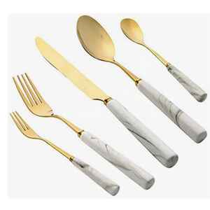 Ensemble de couverts de luxe portable en acier inoxydable, finition miroir, durable, moderne, cinq pièces (cuillère, fourchette), lot de 5 pièces - Product Image 2