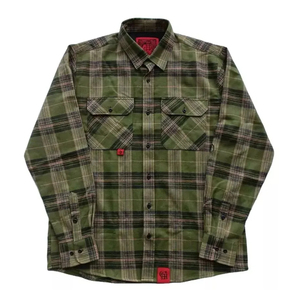 Nuevas Camisas de Manga Larga Estilo Urbano con Logotipo Personalizado Bordado, Camisa a Cuadros de Algodón con Dobladillo sin Rematar, MOQ Bajo, Camisa de Trabajo de Franela para Hombre - Product Image 1