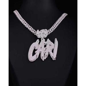 <b>Custom</b> Iced Graffiti <b>Name</b> Pendant Moissanite 925 Sterling Silver GIA Certified Hip Hop <b>Necklace</b> Personalized Luxury Jewelry Gift - Product Image 1