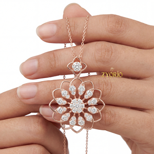 Collar de Plata de Ley Chapado en Oro con Colgante de Flor de Diamantes para Mujer, Diseño Brillante con Cadena de Eslabones, Ideal para Bodas, Fiestas y Aniversarios - Product Image 4