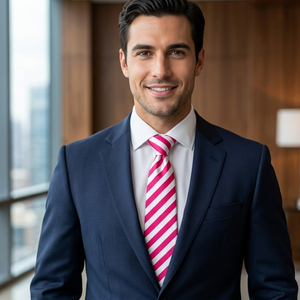 Candy Pink Stripe <b>Polyester</b> <b>Tie</b> for Men | Elegant Woven Necktie | Formal Business Wedding Party | Gift Stylish Durable Accessory - Product Image 2