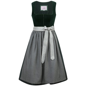 Robe midi trapèze sans manches en velours gris pour femme avec ceinture, couleur contrastante, tenue décontractée pour l'automne - Product Image 1