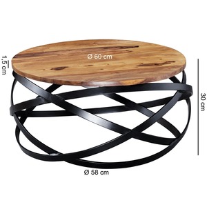 La mesa de centro circular de madera tiene un marco de metal resistente y una superficie de MDF con acabado que garantiza una excelente calidad. - Product Image 2