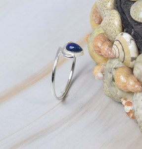 Natural Lapis Lazuli Smooth Pear Shape Carved Gemstone <b>Ring</b> <b>925</b> Sterling <b>Silver</b> Fashion <b>Ring</b> Fine Unisex Jewelry Party Wear - Product Image 5