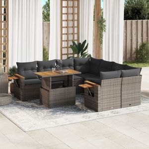 Set Divano da Giardino Grigio con Cuscini, Resistente ai Raggi UV, in Rattan PE, Arredamento da Esterno dal Design Contemporaneo, Sedute da Giardino Impermeabili - Product Image 1