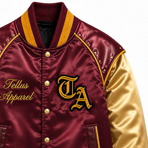 Veste universitaire pour homme OEM, matériau satiné de haute qualité, couleurs, taille et logo personnalisés, veste universitaire unisexe - Product Image 4