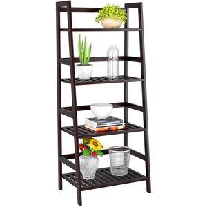 Multifunctional 4-Tier Ladder <b>Shelf</b> Bamboo Storage Bookcase with Plant <b>Stand</b> Flower Pot Holder Display Rac - Product Image 1