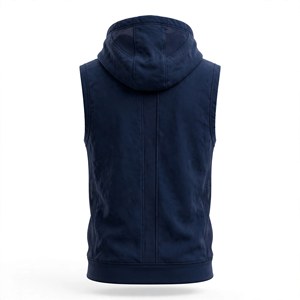 Chaleco sin mangas con capucha para hombre, color personalizado, forro polar transpirable, de secado rápido, informal, corte regular, tejido, para invierno - Product Image 2