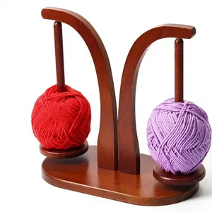 Wooden Double Yarn Holder Curved Stand For Knitting Crochet Ball <b>Storage</b> <b>Rack</b> Minimalist Design Desk Organizer - Product Image 4