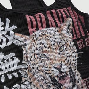 เสื้อกล้ามลายเสือดาวสำหรับผู้หญิง แบบริบบิ้น รับผลิตแบบ OEM ODM แบรนด์ส่วนตัว เสื้อผ้าสตรีทแวร์ ขายส่ง ผู้ผลิตเสื้อกล้ามฤดูร้อน - Product Image 5