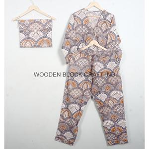 Ensemble de pyjama en coton 100% pur, col en V, fermeture élastique, doux, respirant, style indien, pour femmes, toutes tailles, vêtements de nuit - Product Image 2
