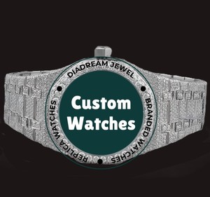 Atractivo Reloj de Fiesta para Hombre con Caja Redonda de Oro Blanco Totalmente Adornada con Diamantes Moissanite y Cronógrafo de Marca - Product Image 1